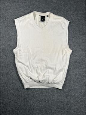 Mizuno Windproof White Sleeveless Sweater Vest Size M